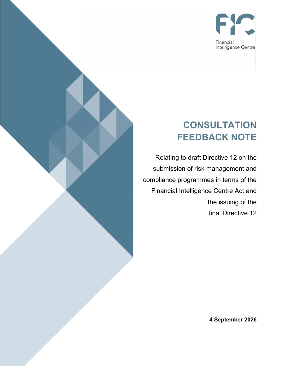 First page of the FIC consultation feedback note
